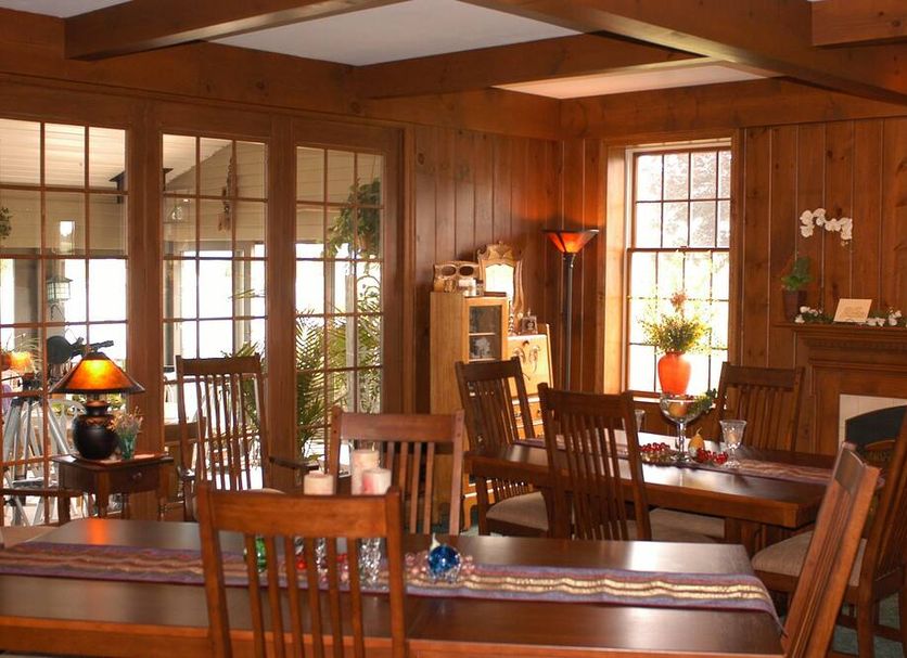 Annville Inn Bed and Breakfast in Annville dining room with wood-paneled walls and wooden tables