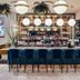 Sure Hotel Studio by Best Western, Ole Bull in Bergen bar with teal stools and hanging globe lights