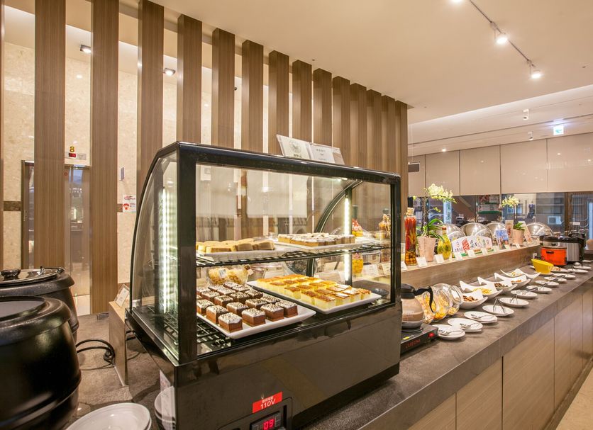 Taisugar Hotel Taipei buffet display with pastries and breakfast dishes in Taipei City