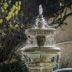 Hotel Ex-Hacienda San Xavier in Guanajuato: stone tiered fountain in a lush courtyard