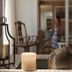 Alavya in Alacati room with decorative elephant sculpture, candle lantern, and seating area
