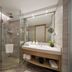 Grand Skylight Hotel Shenzhen Zhonghang bathroom with glass shower, vanity sink, and toilet in Shenzhen