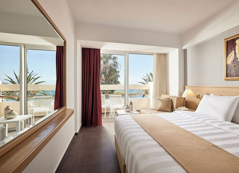 Tylissos Beach Hotel - Adults Only in Ierápetra, sea-view room with balcony and large bed