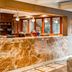 The Woodlands Inn in Wilkes-Barre reception desk with marble front and hanging pendant lights