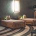 Der Gollinger in Hinterglemm spa relaxation room with two wooden massage beds and ambient lighting