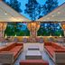Embassy Suites by Hilton Raleigh Durham Airport Brier Creek terrace with seating and string lights in Raleigh