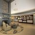 Homewood Suites by Hilton Alexandria/Pentagon South lobby with fireplace seating and front desk in Alexandria