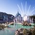 Disney Hotel New York - The Art of Marvel in Chessy, with a castle lagoon, fountains and a dragon boat