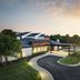 Courtyard by Marriott Kansas City Overland Park/Metcalf exterior at sunset with curved driveway and landscaped entrance