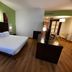 Hotel La Boroña in Gijón: guest room with king bed, wooden floor, desk and seating area