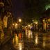 Anyi 158 Hotel Renming Park in Chengdu, a rain-slicked lantern-lit hotel street at night