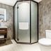 Hanting Hotel Lujiazui South Pudong Road bathroom with glass shower, toilet and vanity in Shanghai