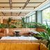 Leonardo Hotel San Sebastián lounge in San Sebastian with leather seating, plants and large windows