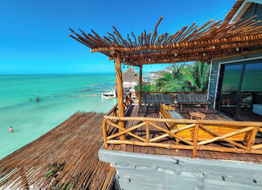Spirit Holbox in Holbox with oceanfront terrace overlooking turquoise sea and beach