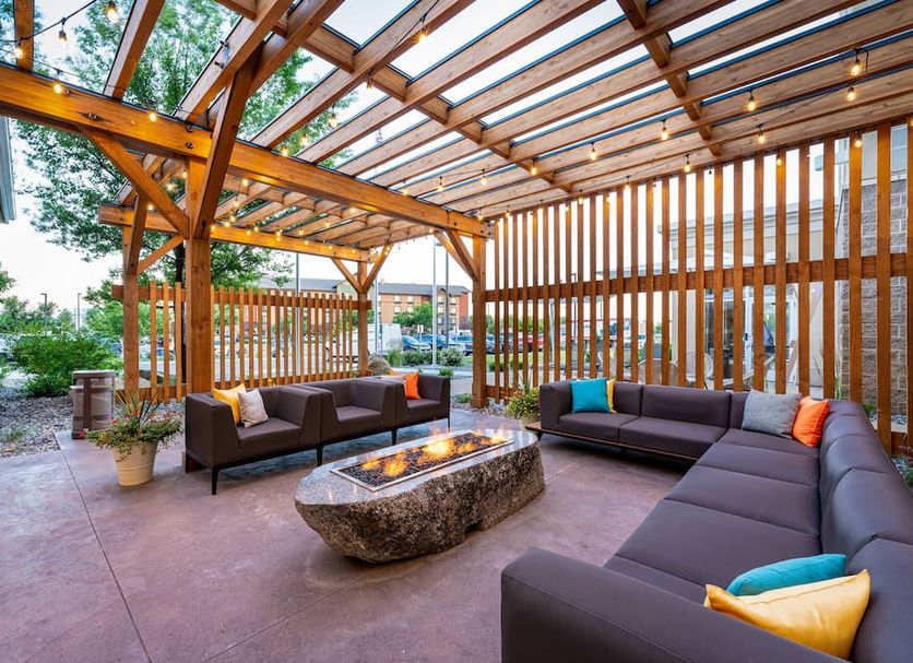 Hilton Garden Inn Billings outdoor patio with sectional seating and fire pit