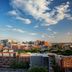 Sheraton Philadelphia University City Hotel overlooking Philadelphia skyline at sunset