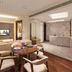 Ascott Macau living room suite with dining table, kitchenette, and city view window in Macau