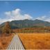 Nikko Yumoto Onsen Honokana Yado Jurin in Nikkō, boardwalk through autumn marsh toward mountains