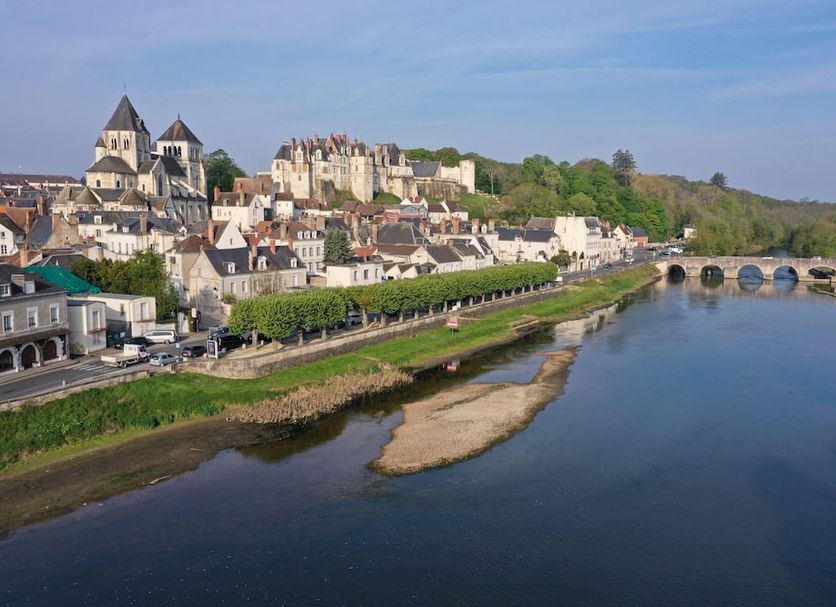 Grand Hôtel Saint-Aignan overlooking the river and historic town skyline in Saint-Aignan