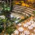 Hotel della Valle in Agrigento with illuminated pool, garden event area, and outdoor banquet tables