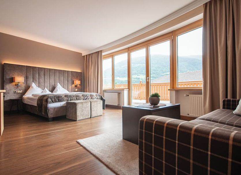Klein Fein Hotel Anderlahn in Parcines room with mountain view and large windows