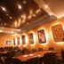 Fun City Resort Hotel Burlington meeting room with conference tables, chairs and colorful wall art