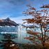 Eolo - Patagonia´s Spirit in El Calafate with glacier, lake and snowcapped mountains framed by autumn trees