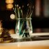 Brentwood Hotel Saratoga Springs reception desk with brass bell and glass jar of pens