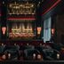 La Réserve Resort in Knokke Heist lounge with velvet seating, floral centerpiece and dramatic lighting