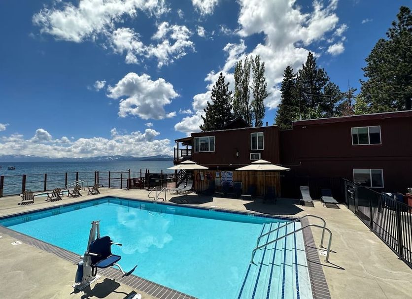 Crown Motel in Kings Beach with outdoor pool and lake view