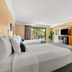Travelodge by Wyndham San Clemente Beach guest room with two beds, TV, and palm tree view