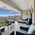 Hyatt Vacation Club at Ka'anapali Beach balcony with seating and ocean and mountain views in Lahaina