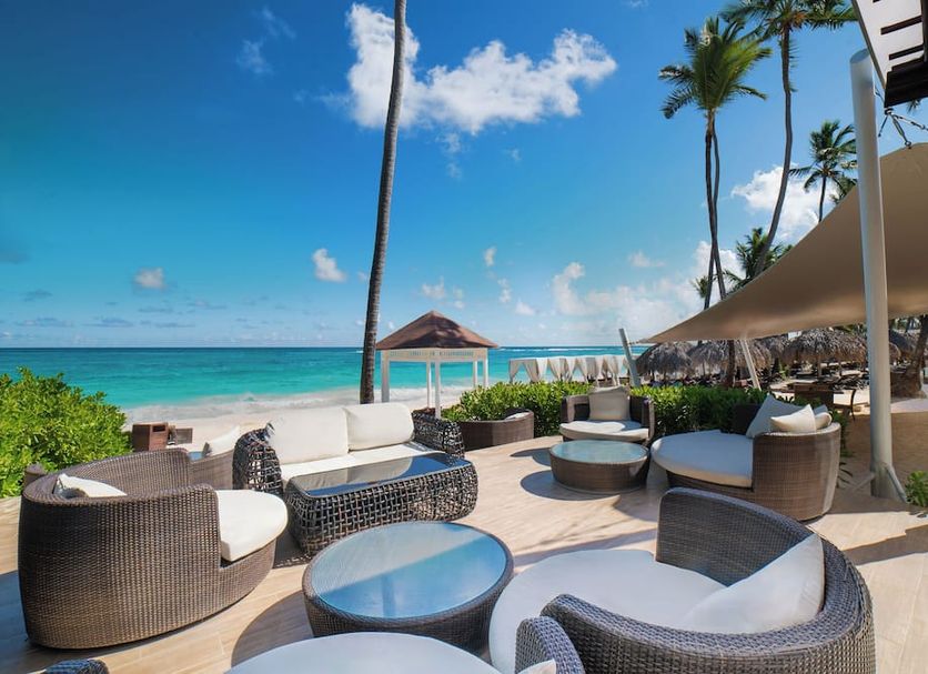 Hideaway at Royalton Punta Cana, Punta Cana: adults-only beachfront terrace with lounge seating and ocean view