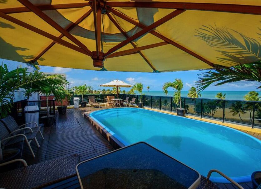 Flat Mar do Cabo Branco Residence rooftop pool with ocean view in João Pessoa