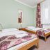 Hostel Bialy Dom in Krakow: twin bedroom with two single beds, desk, chair, and floral curtains
