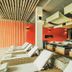 Gut Lauterbad Hotel in Freudenstadt with lounge chairs and sleeping pods in a modern relaxation room