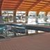 Indoor pool at Hotel Hajnal in Mezőkövesd with large windows and wood-beamed ceiling