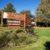Tussock Grove Boutique in Ohakune with sign, lawn and trees under a clear blue sky