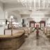 Mercure Shanghai Hongqiao Soho lobby with chandeliers, booth seating and marble flooring in Shanghai