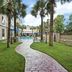 Hampton Inn & Suites Charleston/West Ashley in Charleston, palm-lined path leading to an outdoor pool