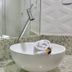 Hotel Porto Salvador in Salvador bathroom vanity with vessel sink, granite countertop, orchid, and mirror