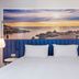 Eurostars Mediterranea Plaza, Alicante: bed with seaside sunset mural and wall lamps