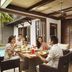 Le Jardin Villas Seminyak in Kuta: villa dining table beside private pool and tropical garden