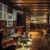 137 Pillars Residences Bangkok lounge with leather chairs, bar shelves, and warm wood paneling