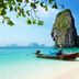 Seashell Resort Krabi in Krabi with beach, longtail boats, and limestone cliff island view