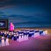 Hard Rock Hotel Vallarta beachside outdoor movie screening setup in Nuevo Vallarta at dusk