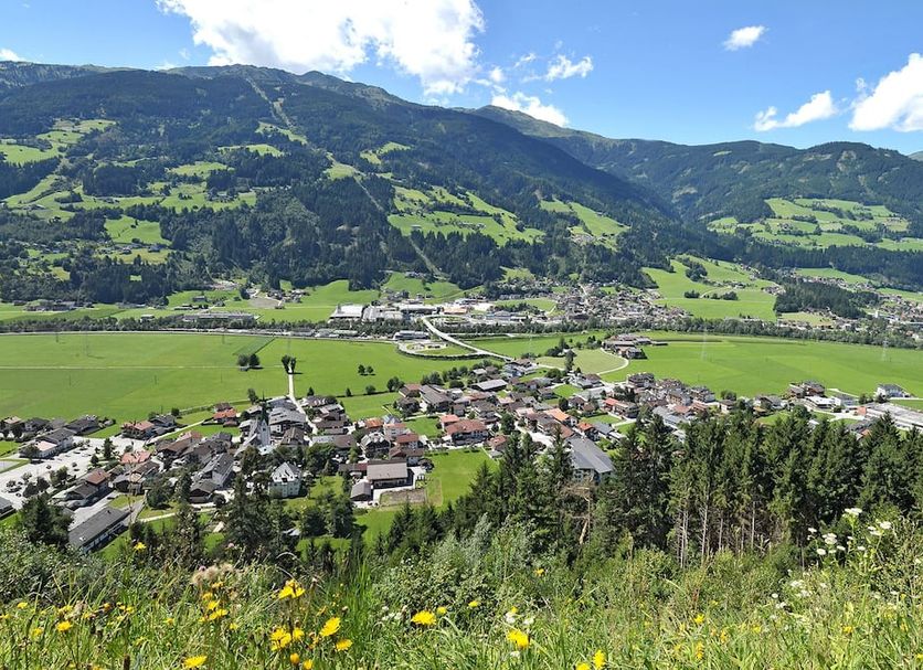 Hotel Tipotsch in Stumm with alpine village and green valley views from a hillside setting