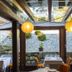 Hotel Rio Bidasoa in Hondarribia restaurant with lanterns and garden view through glass doors