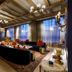 Hotel Vin, Grapevine, Autograph Collection lobby lounge with chandeliers and tall windows