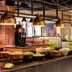 Original Sokos Hotel Arina in Oulu buffet counter with salads and gold pendant lights